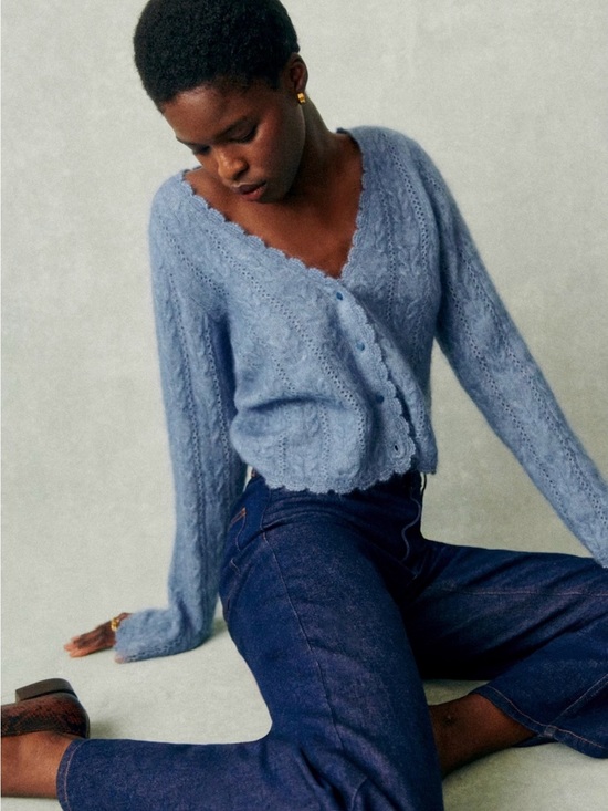 Sezane Sweaters - Sezane Antony Cardigan (S) - Ice Blue